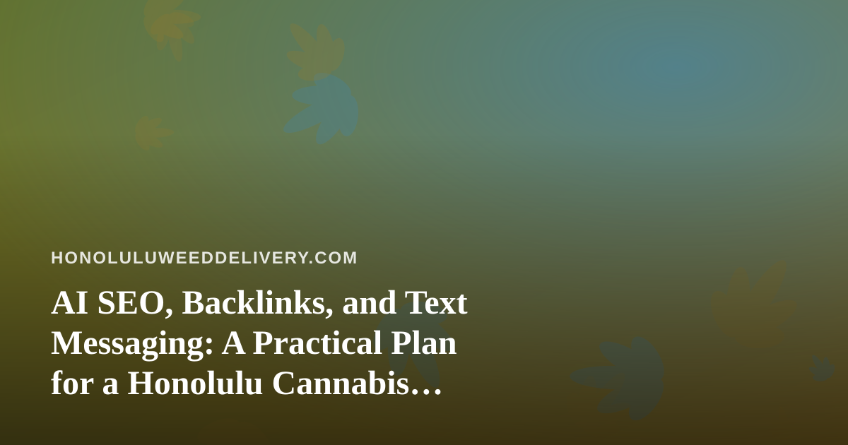 AI SEO, Backlinks, and Text Messaging: A Practical Plan for a Honolulu Cannabis Delivery Site
